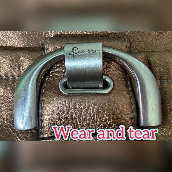 Vintage B. Makowsky leather MCM Grunge, Boho Bronze Shoulder Bag - A73885 - Picture 8 of 9